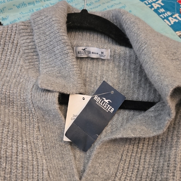 Hollister Gray Ribbed Polo Collar Sweater Dress Size Medium - Picture 6 of 6